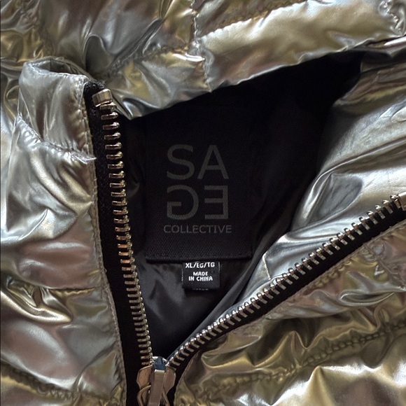 SAGE Collective Silver Puffer Jacket with Hood XL - Picture 5 of 8